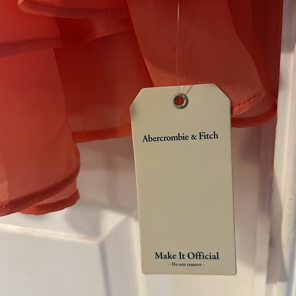 NWT ABERCROMBIE & FITCH peachy pink plunge neck flowy tiered open back dress - Picture 11 of 12